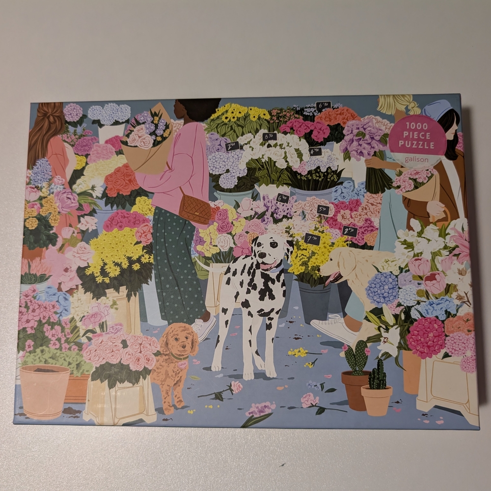 Colorful Floral Puzzle with Dogs